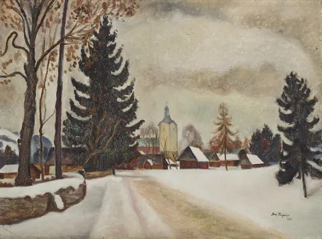 Pejzaż zimowy (recto) / Akt kobiecy (verso) — Józef Krzyżański