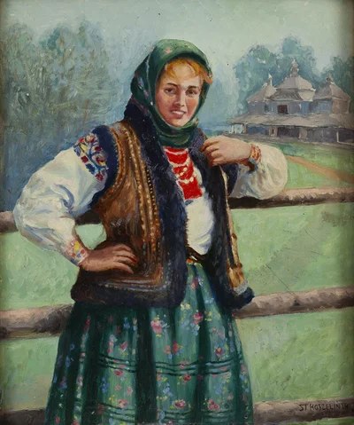 Portrait of a Woman in Folk Costume — Stanisław Koszeliński