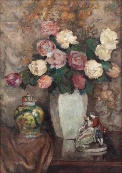 Martwa natura z kwiatami i porcelaną ("Kwiaty") — Stefan Filipkiewicz